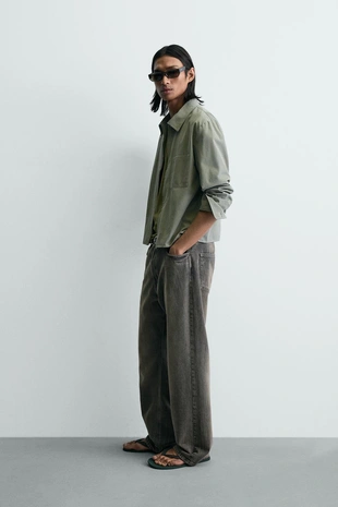 Укороченная куртка-рубашка на молнии- Заказать в России