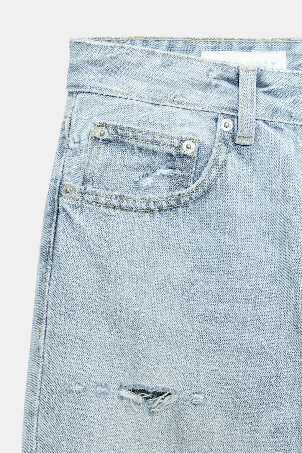 ДЖИНСЫ TRF ПРЯМОГО КРОЯ С НИЗКОЙ ПОСАДКОЙ И РАЗРЕЗАМИ