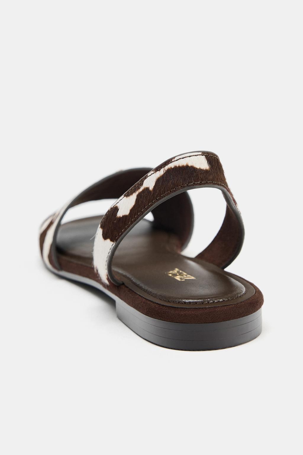 Сандалии из кожи с овчиной