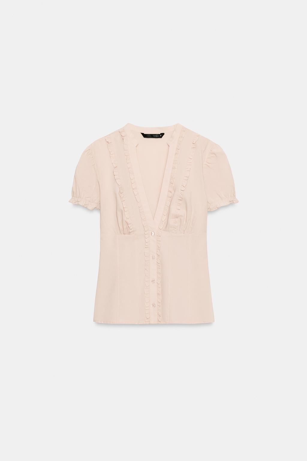 РУБАШКА ИЗ ПОПЛИНА С ВОЛАНАМИ