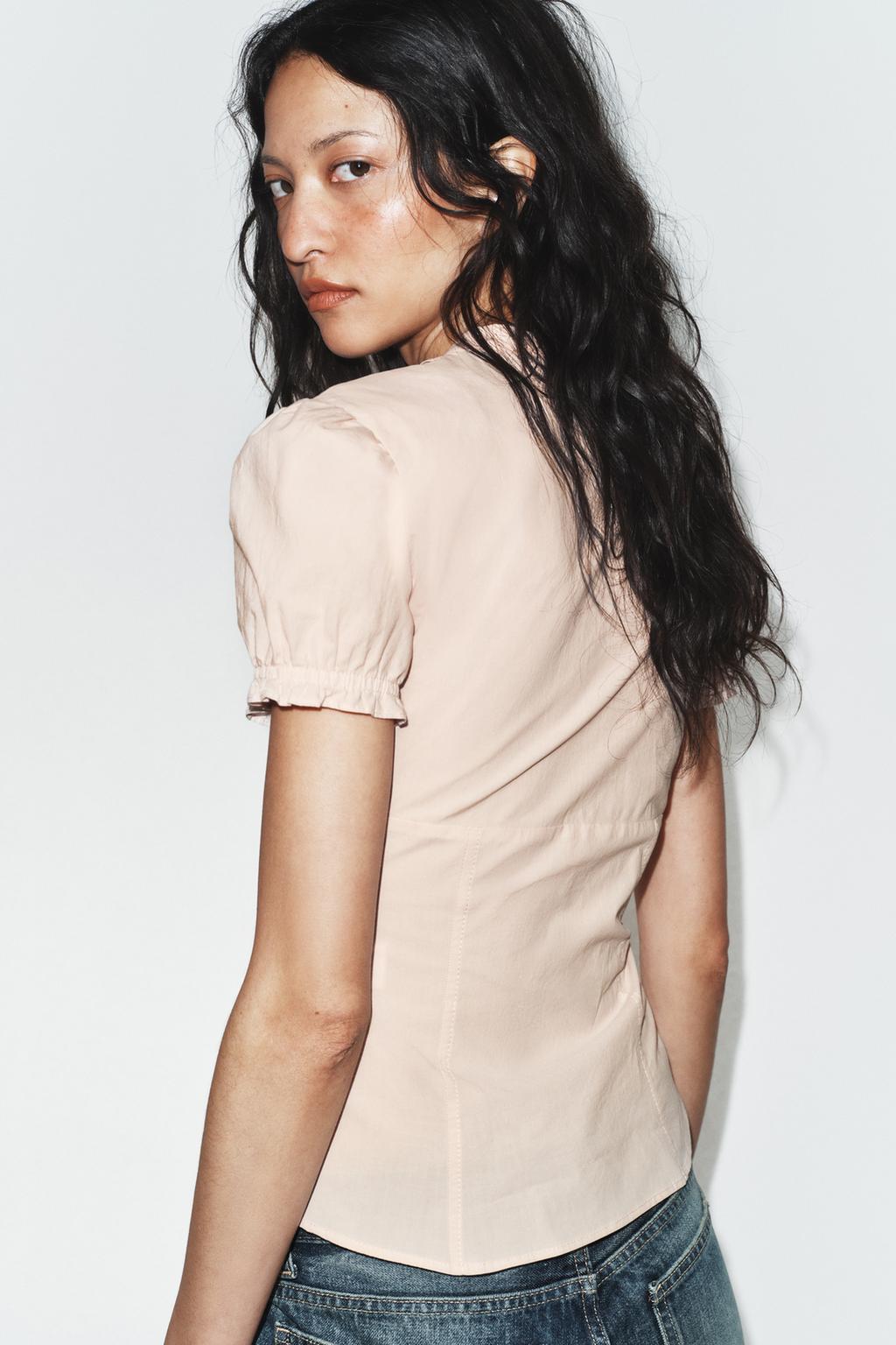 РУБАШКА ИЗ ПОПЛИНА С ВОЛАНАМИ