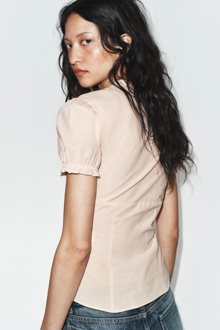 Рубашка из поплина с воланами- Заказать в России