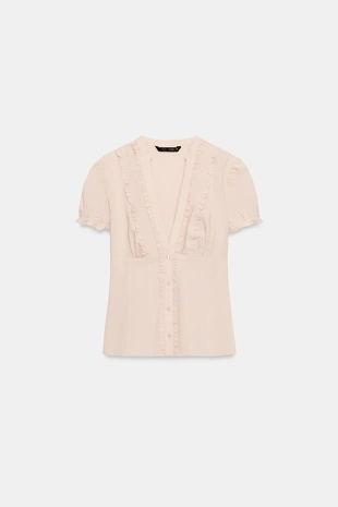 Рубашка из поплина с воланами- Заказать в России