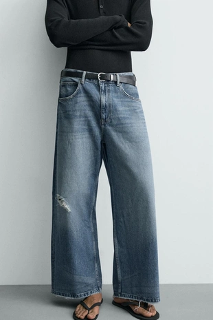 Джинсы Relaxed Fit с разрезами- Заказать в России