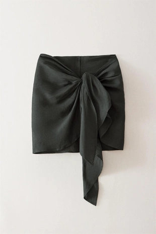 Короткий пляжный саронг из льна с завязкой- Заказать в России