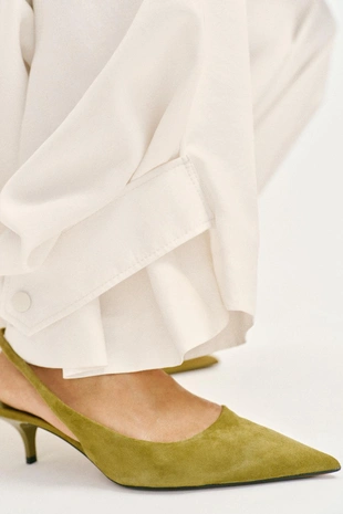 Туфли-мюли из замши на среднем тонком каблуке- Заказать в России