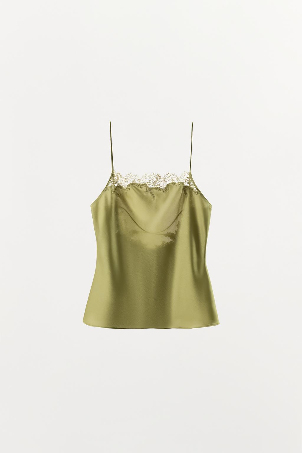 АТЛАСНЫЙ ТОП В БЕЛЬЕВОМ СТИЛЕ С КРУЖЕВОМ