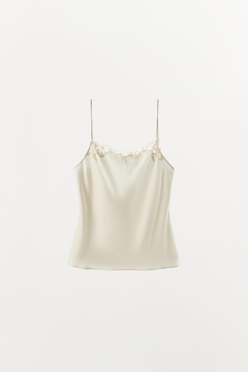 АТЛАСНЫЙ ТОП В БЕЛЬЕВОМ СТИЛЕ С КРУЖЕВОМ