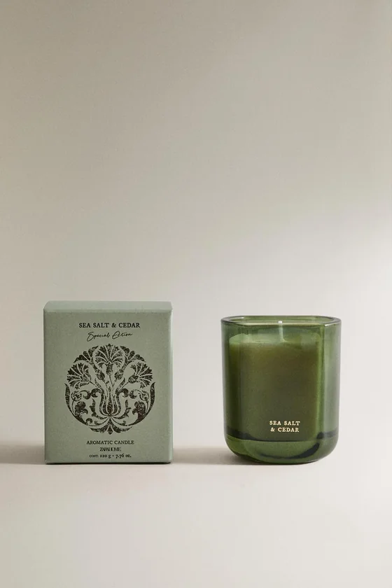 (220 г) ароматичная свеча sea salt & cedar