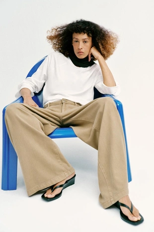 Джинсы Z1975 Wide Leg с высокой посадкой и защипами- Заказать в России