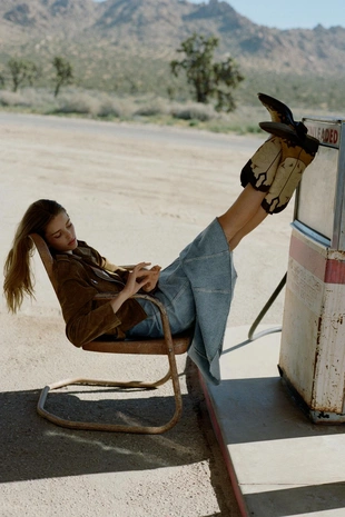 Комбинированные сапоги в ковбойском стиле- Заказать в России