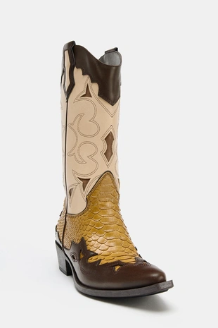 Комбинированные сапоги в ковбойском стиле- Заказать в России