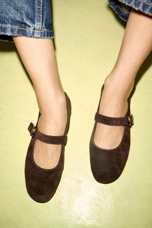 Замшевые балетки с пряжкой- Заказать в России