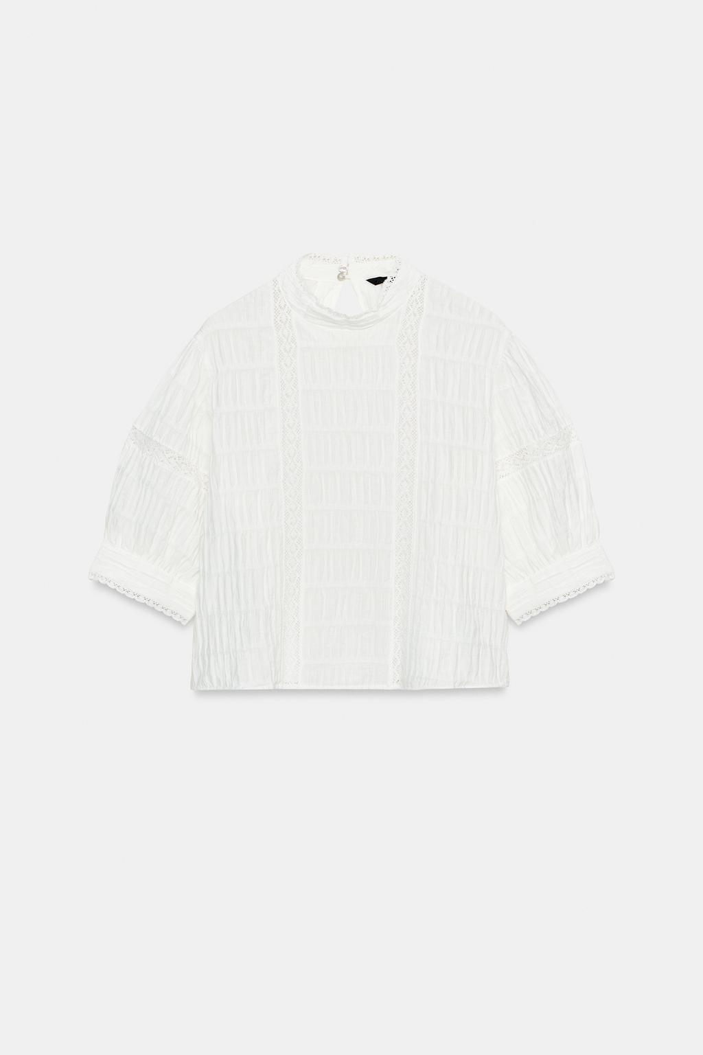 РУБАШКА С КРУЖЕВОМ И РУКАВАМИ-БУФ