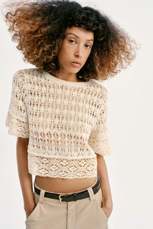 Трикотажный топ с перфорацией- Заказать в России