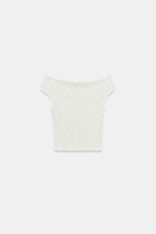 Кружевной топ с вырезом «лодочка»- Заказать в России