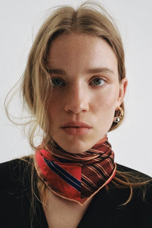 Двусторонний шарф из 100% вискозы в полоску- Заказать в России