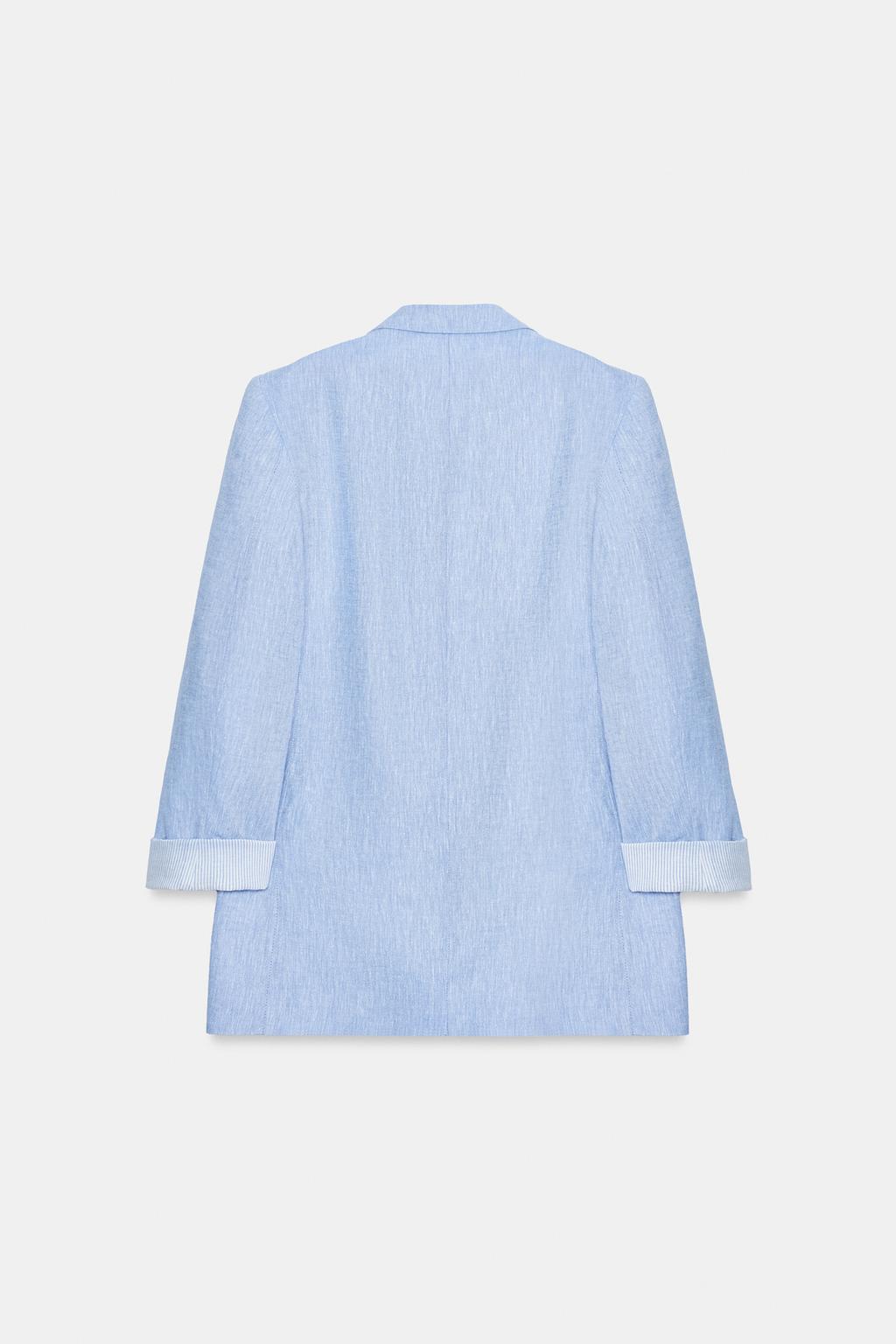 БЛЕЙЗЕР ИЗ СМЕСОВОГО ЛЬНА С ПОДВЕРНУТЫМИ РУКАВАМИ