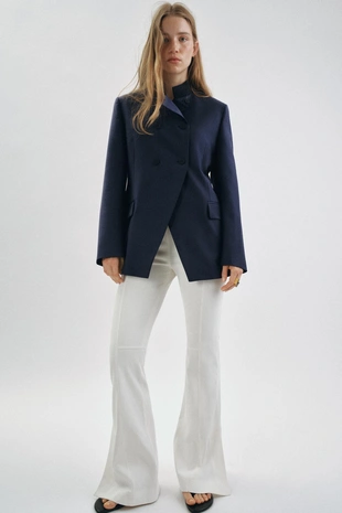 Приталенный блейзер с контрастной отделкой — Zw Collection- Заказать в России