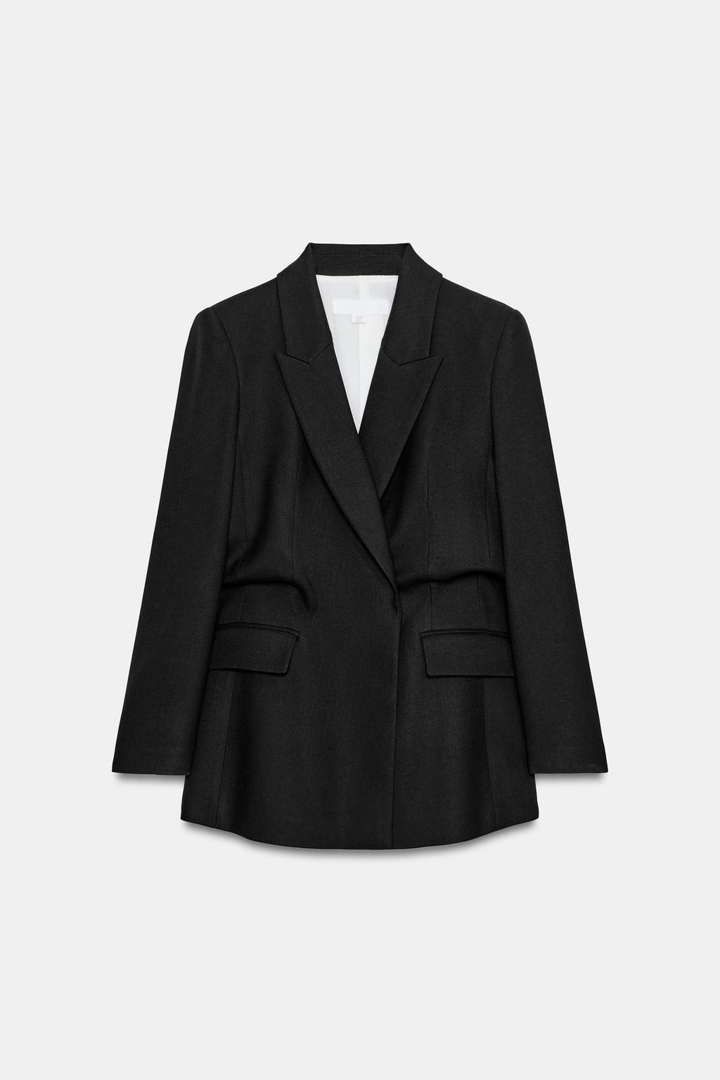 ДВУБОРТНЫЙ БЛЕЙЗЕР С ОБЪЕМНОЙ ТАЛИЕЙ И ПОДПЛЕЧНИКАМИ