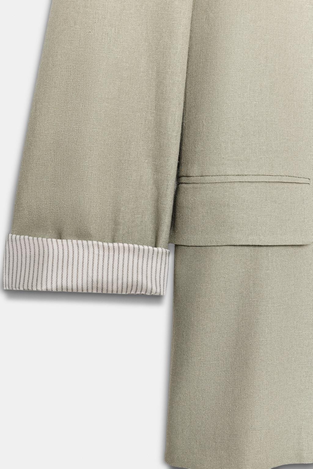 БЛЕЙЗЕР ИЗ СМЕСОВОГО ЛЬНА С ПОДВЕРНУТЫМИ РУКАВАМИ