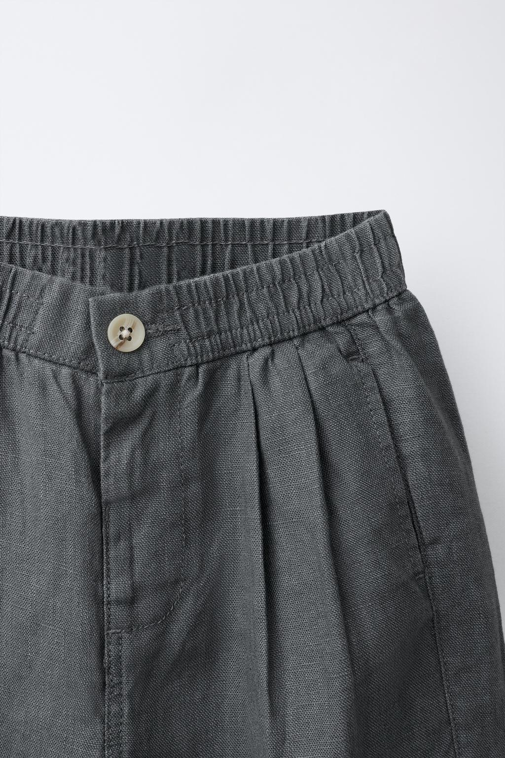 БРЮКИ СО СКЛАДКАМИ ИЗ 100% ЛЬНА