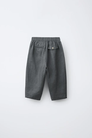 Брюки со складками из 100% льна- Заказать в России