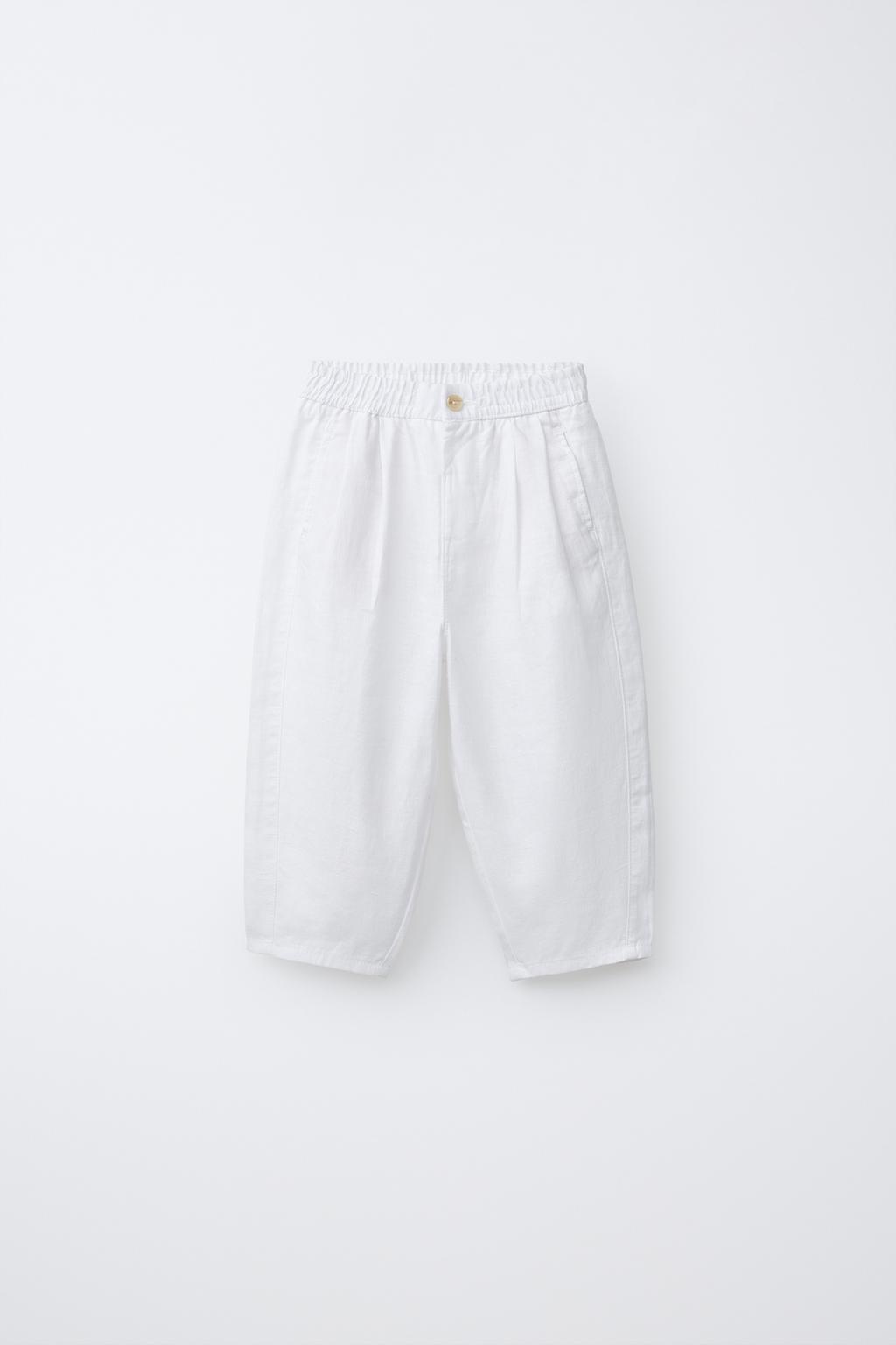 БРЮКИ СО СКЛАДКАМИ ИЗ 100% ЛЬНА