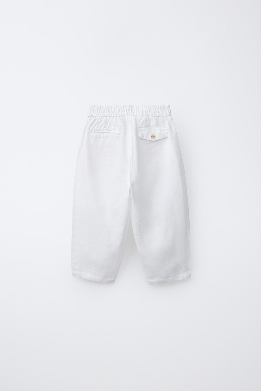 БРЮКИ СО СКЛАДКАМИ ИЗ 100% ЛЬНА