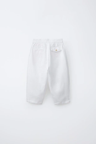 Брюки со складками из 100% льна- Заказать в России