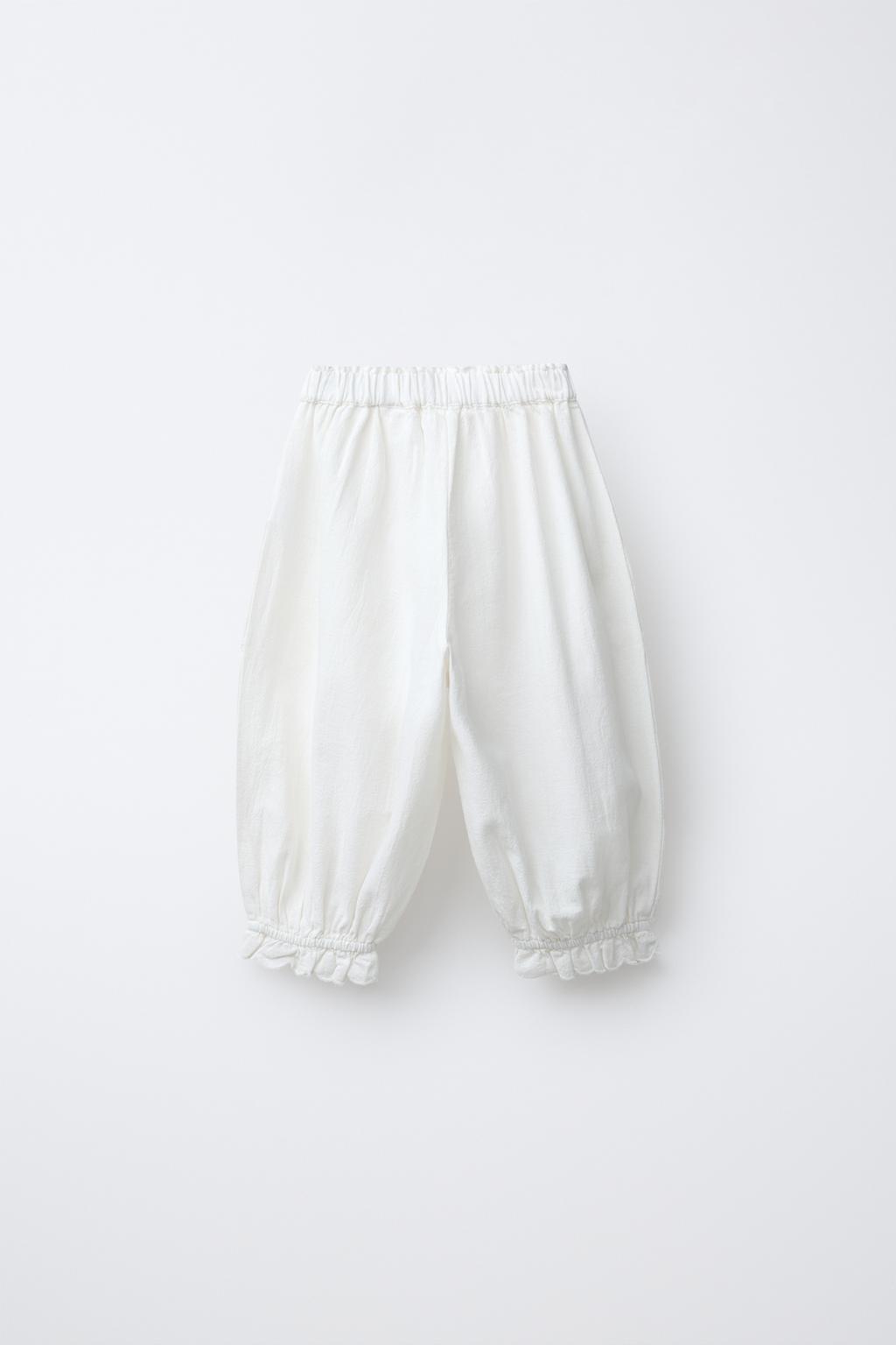 БРЮКИ-ДЖОГГЕРЫ С ВЫШИВКОЙ ИЗ ХЛОПКА И ЛЬНА