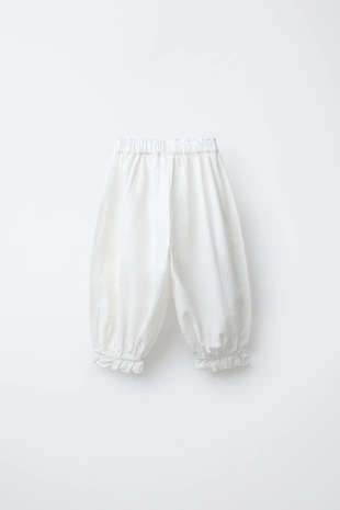 Брюки-джоггеры с вышивкой из хлопка и льна- Заказать в России