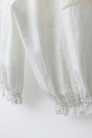 Брюки-джоггеры с вышивкой из хлопка и льна- Заказать в России