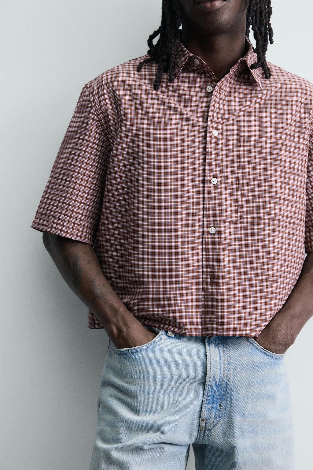 УКОРОЧЕННАЯ РУБАШКА В КЛЕТКУ