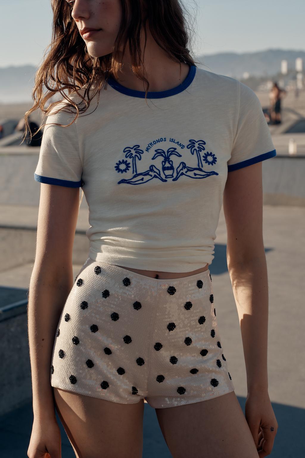 ШОРТЫ МИНИ С ПАЙЕТКАМИ И ГОРОШКОМ