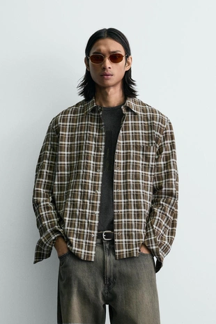 Рубашка Relaxed Fit в клетку- Заказать в России