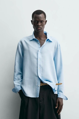 Рубашка свободного кроя в полоску