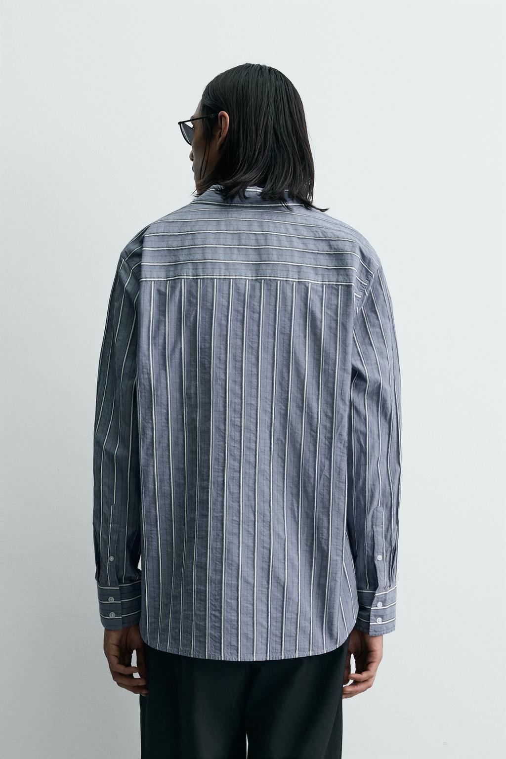 ЖАККАРДОВАЯ РУБАШКА СВОБОДНОГО КРОЯ В ПОЛОСКУ