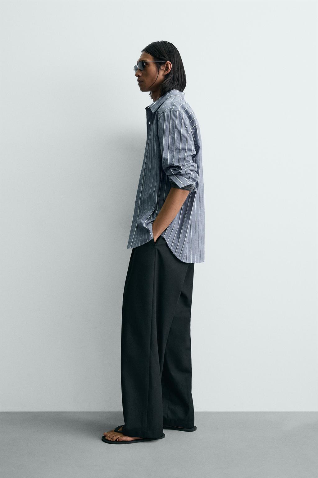 ЖАККАРДОВАЯ РУБАШКА СВОБОДНОГО КРОЯ В ПОЛОСКУ