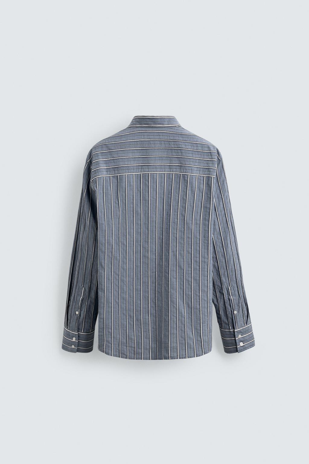 ЖАККАРДОВАЯ РУБАШКА СВОБОДНОГО КРОЯ В ПОЛОСКУ