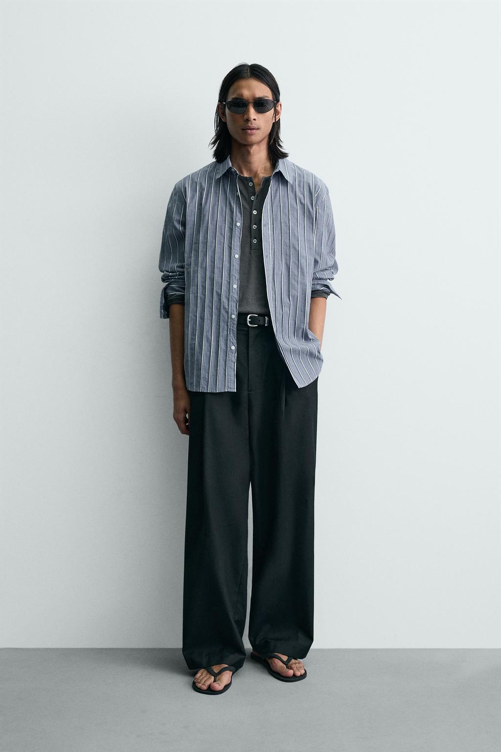 ЖАККАРДОВАЯ РУБАШКА СВОБОДНОГО КРОЯ В ПОЛОСКУ