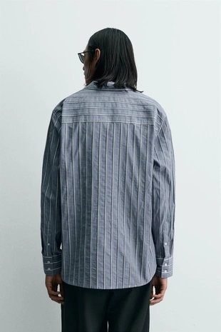 Жаккардовая рубашка свободного кроя в полоску- Заказать в России
