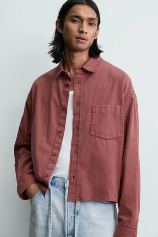 Рубашка Boxy Fit с эффектом потертости- Заказать в России