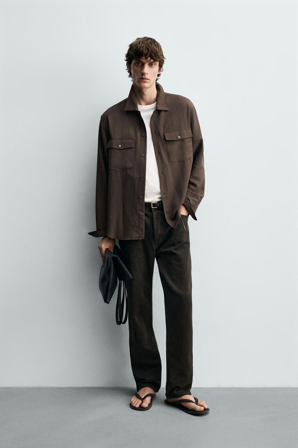 РУБАШКА RELAXED FIT ИЗ СТРУЯЩЕЙСЯ ТКАНИ