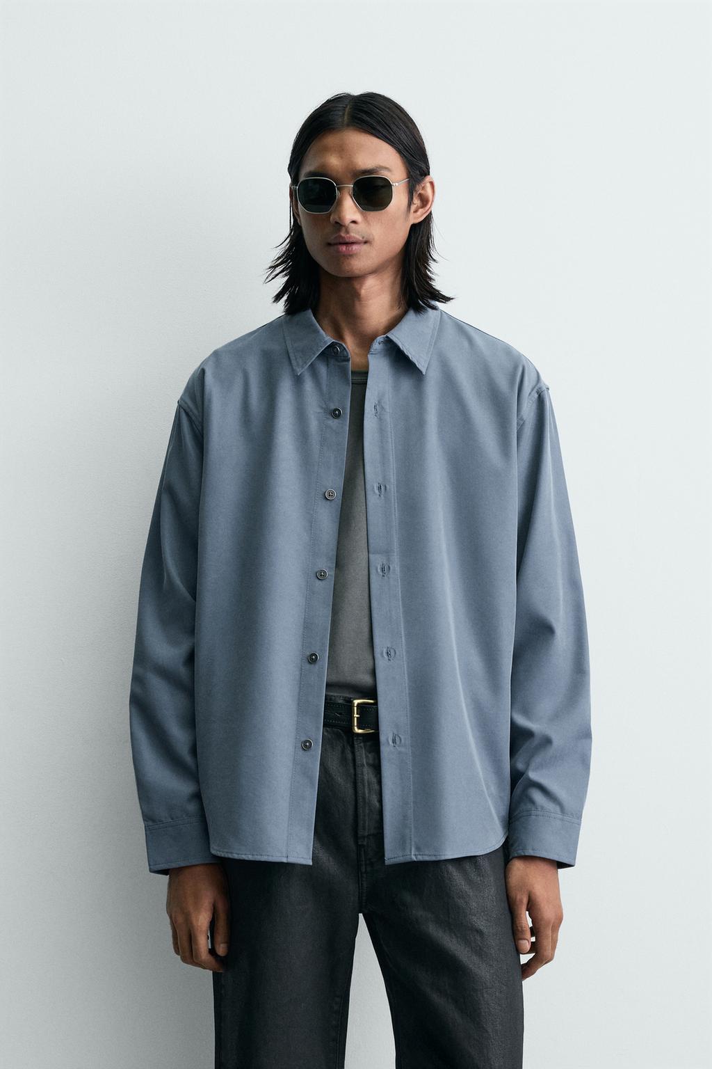 РУБАШКА RELAXED FIT ИЗ СТРУЯЩЕЙСЯ ТКАНИ