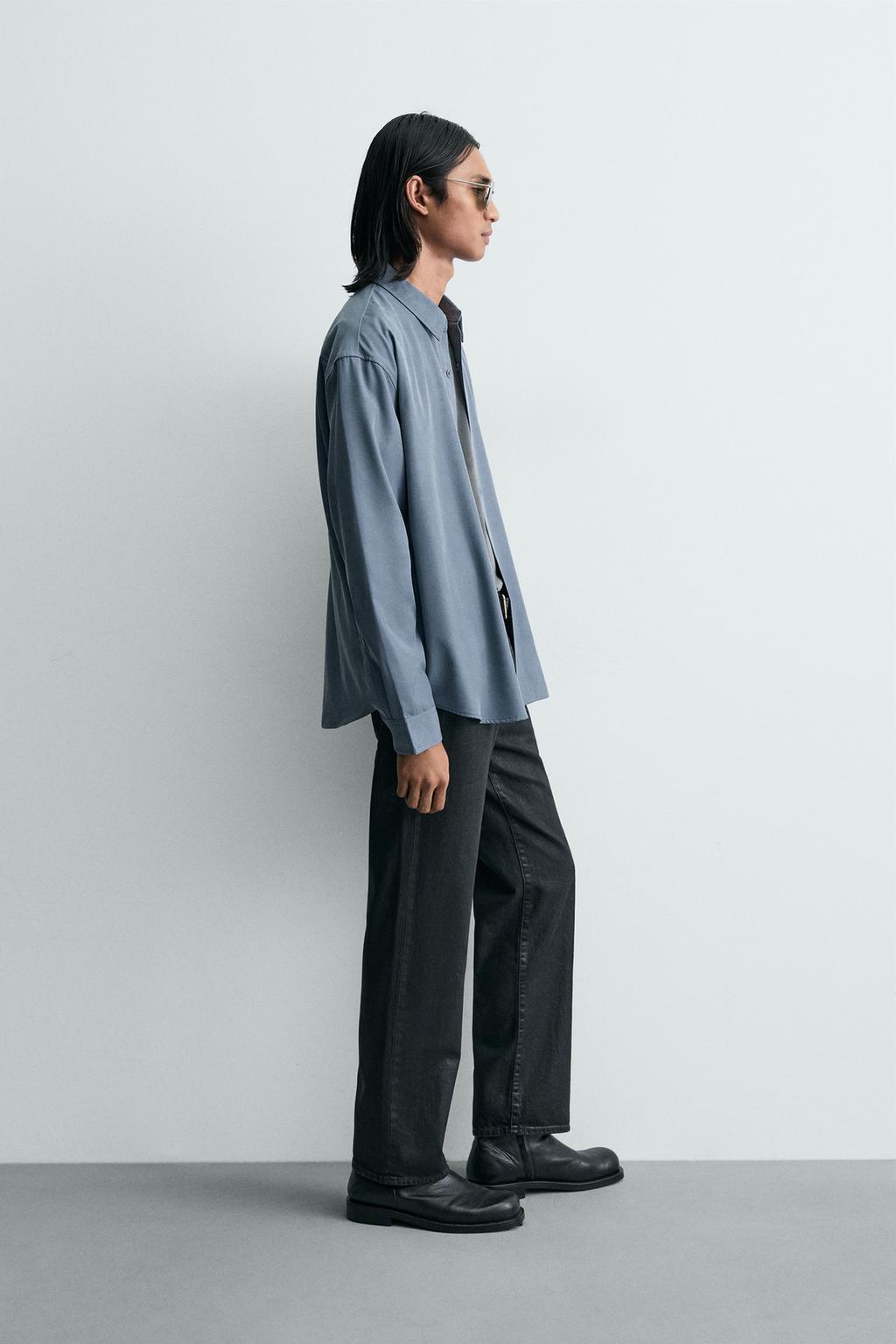 РУБАШКА RELAXED FIT ИЗ СТРУЯЩЕЙСЯ ТКАНИ