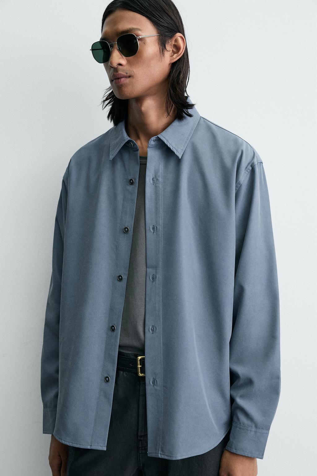 РУБАШКА RELAXED FIT ИЗ СТРУЯЩЕЙСЯ ТКАНИ