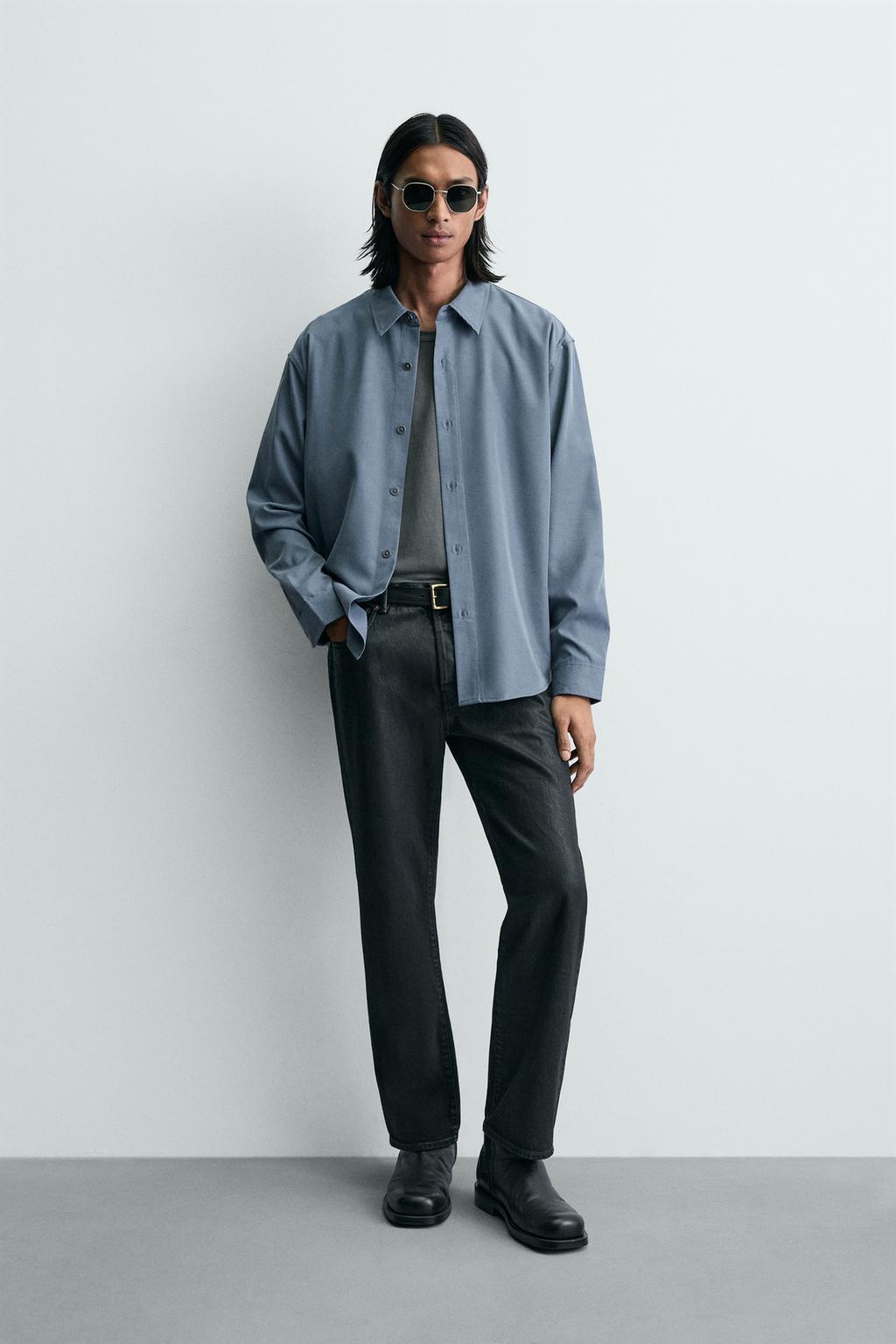 РУБАШКА RELAXED FIT ИЗ СТРУЯЩЕЙСЯ ТКАНИ