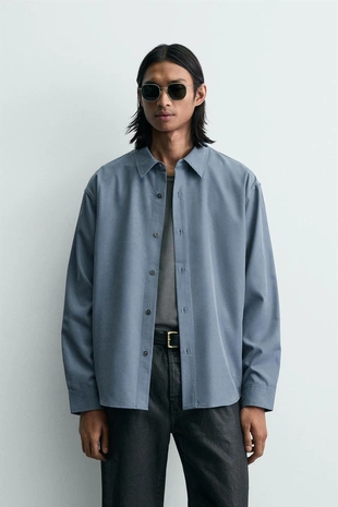 Рубашка Relaxed Fit из струящейся ткани- Заказать в России