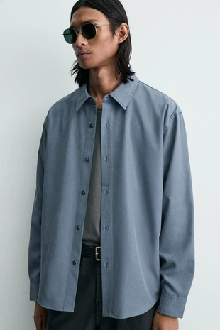 Рубашка Relaxed Fit из струящейся ткани- Заказать в России